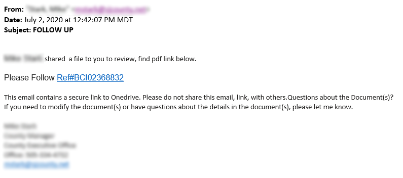 phishing email example